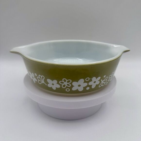 Vintage Pyrex 1 Pint Green Spring Blossom Casserole Dish Bowl 471 - Picture 1 of 9